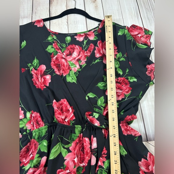 Romantic Black Floral Assymetrical Dress (Hi/Low). Size 2X. - Picture 7 of 8